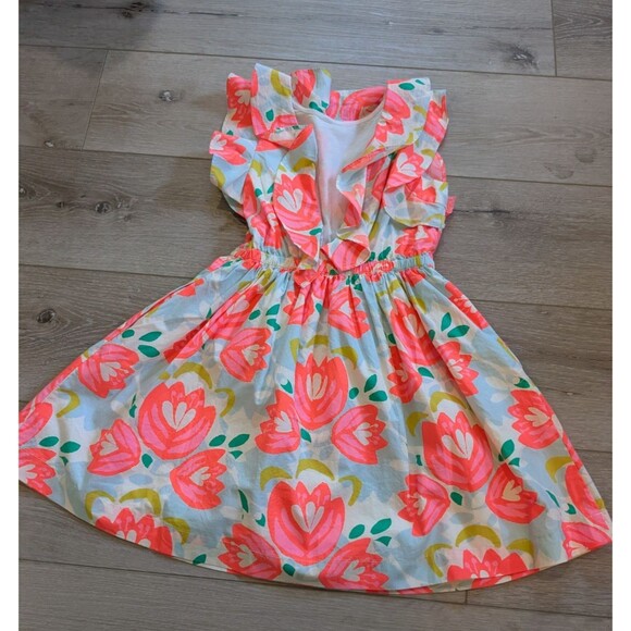 J Crew Crewcuts Flutter Sleeve Pink Blue Floral Dress Kids Girls Size 7 - Picture 7 of 8